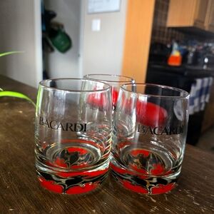 Bacardi Cup Set Lowball Short Bat Bar Glasses Set Of 3